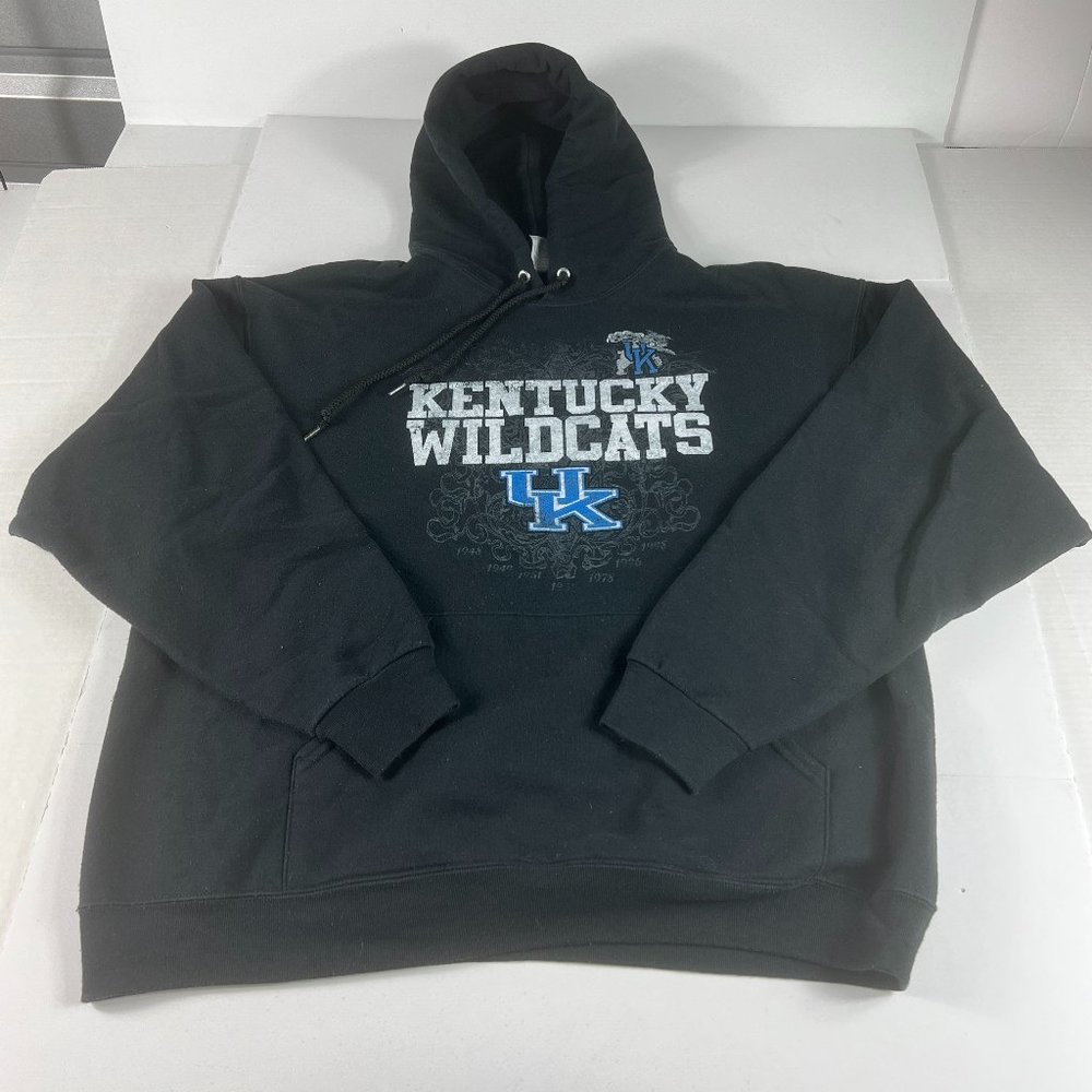 Y2K Kentucky Wildcats Sweatshirt Adult Extra Large Black Faded Big Logo Hoodie